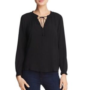 Velvet Black Bishop Sleeve Blouse